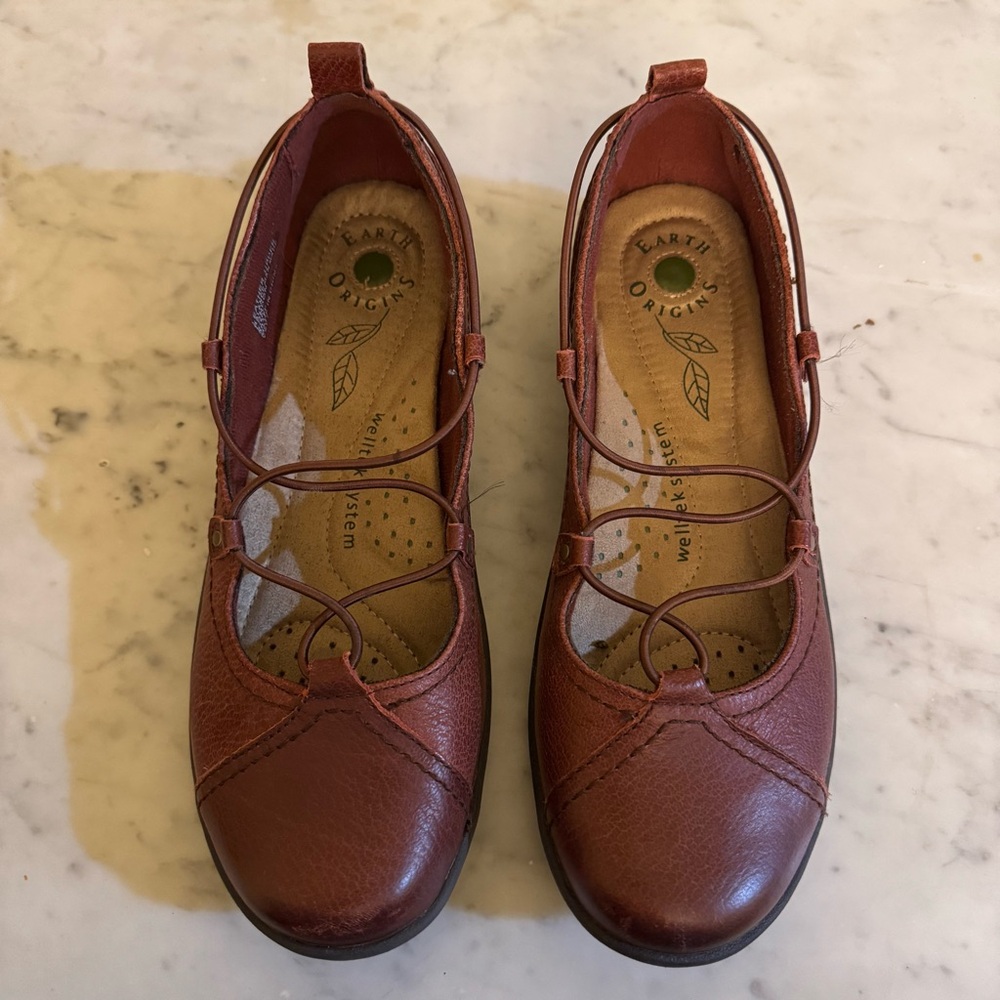 Earth Origins‎ London Comfort Shoes Slip Ons Welltek Leather Brown 8.5